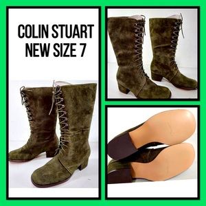 New Colin Stuart Green Boots Size 7